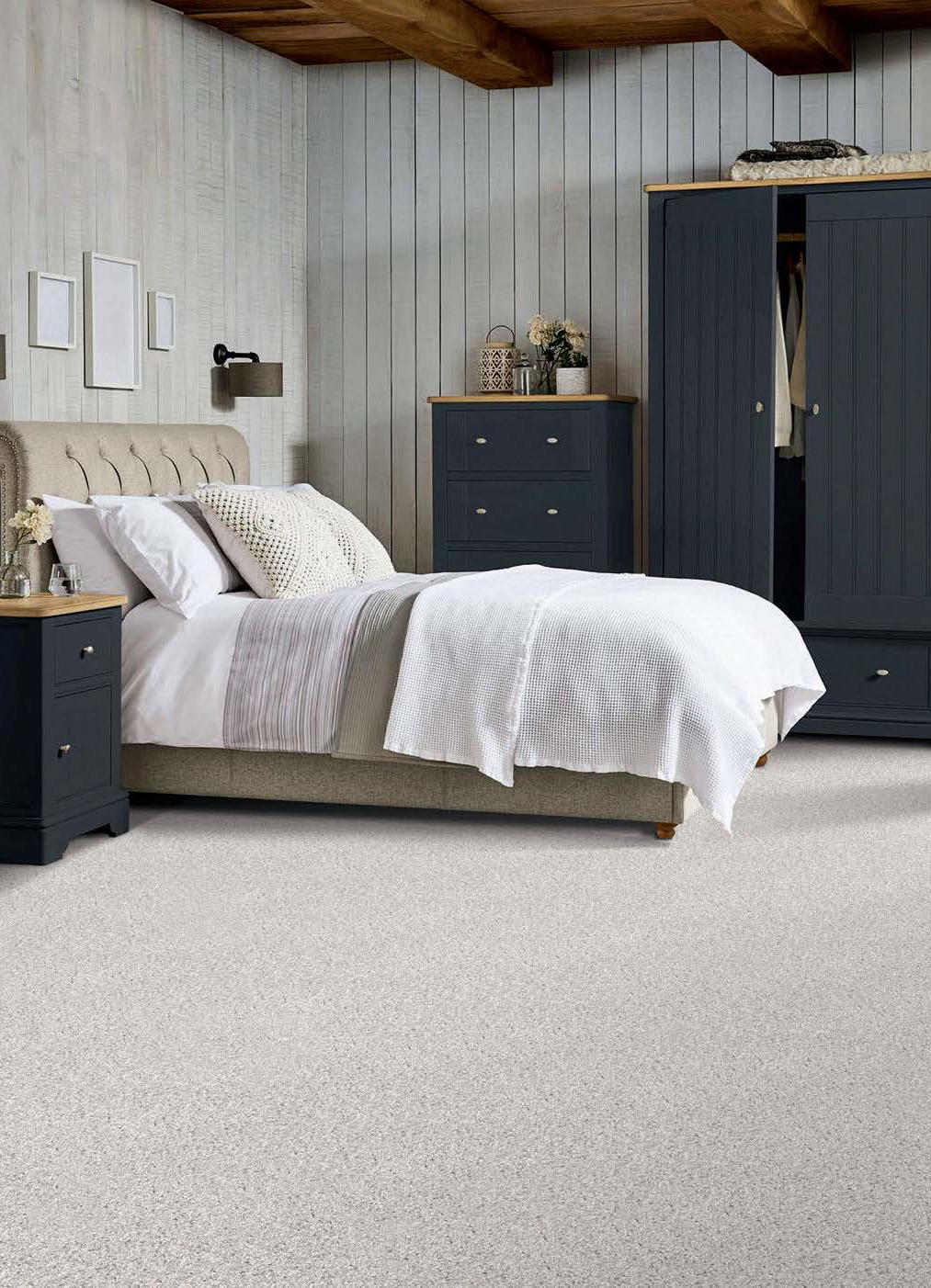 Premium carpet in a bedroom, installation services available